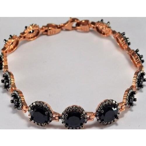 925 Sterling Silver Bracelet With Black Ellipse Stone Elegant Stylish Invitations Gorgeous Jewelry