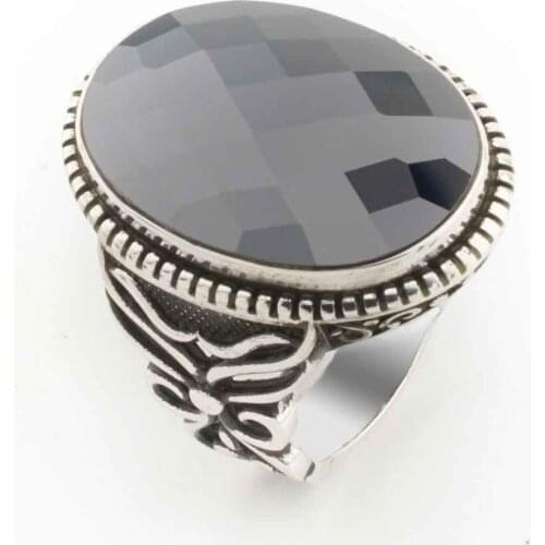 925 sterling Silver Black Zircon Silver Men Ring Model 3