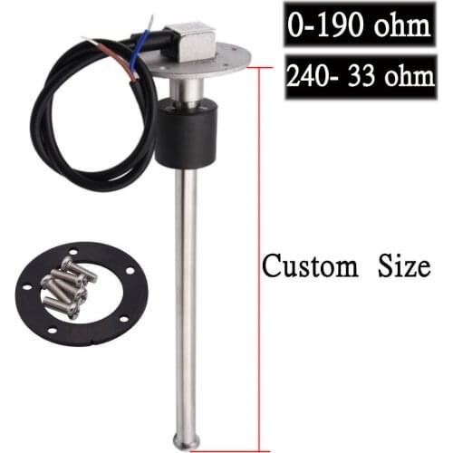 0-190ohm 240-33ohm Car Fuel Level Gauges Flow Sensor Liquid fit fuel guages water level gauge 100/125/240/250/300mm Custom size