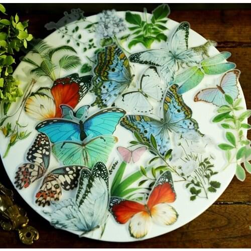 Butterfly Tropical Plant Illustration Paper Stickers for Scrapbooking Planner Junk Bullet Journal Project Craft Supplies
