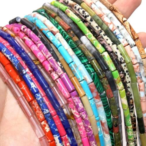 4*13mm Natural Stone Cylinder Amazonite Agates lapis lazuli Beads Jaspers Beads For Jewelry Making Charm DIY Bracelet Necklace