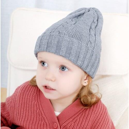 High Quality Candy Color Baby Hat Kids Autumn Winter Warm Pointy Hats For Child Boys Girls Knitted Warm Beanie Cap Skullies