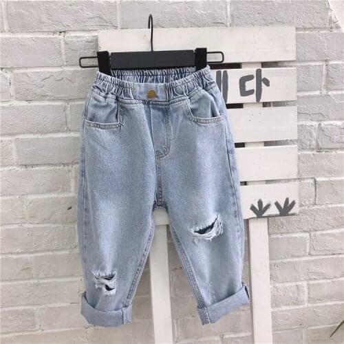 Baby Girl Denim Pants Childrens Fashion Jeans Kids Boys Broken Hole Pants Baby Boys and Girls Casual Jeans Trousers Girl Jeans