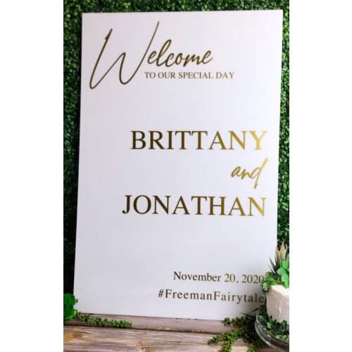 Personalized Wedding Welcome Sign Acrylic Welcome Sign Board Modern Welcome to Our Special Day Sign Gold Letter