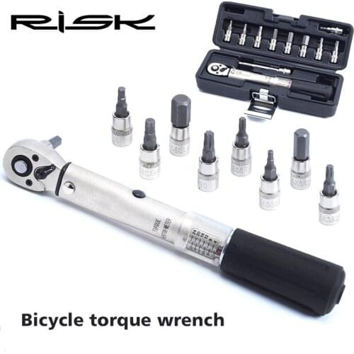 Risk Bicycle 2-24NM Multifunction Repair Tool Kits Torque Wrench With Box Two-way Click Adjustable Tools 3-10mm Allen Key Set
