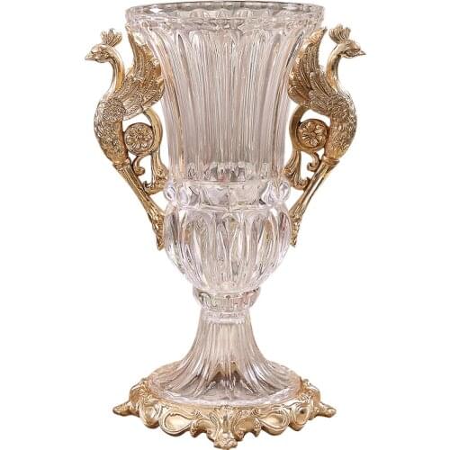 Creative Glass Peacock Vase European Style Home Decoration Modern Dried Flowers Interior Plant Holder Vaas Flower Vase EH50VA