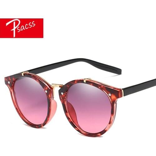 Psacss Round Vintage Sunglasses Women Men Ocean Lens Fashion Frame Brand Designer Sun Glasses High Quality Red Green Eyeglasses