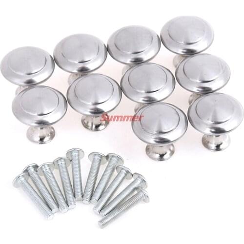 Hot 10pcs/set Stainless Steel Round Cabinet Knobs Drawer Knobs Kitchen Cupboard Pull Handles Furniture Hardware Accessory
