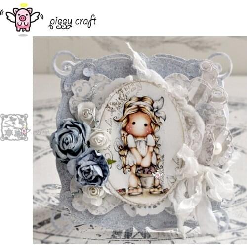 Piggy Craft metal cutting dies cut die mold Flower leaf cloud square frame Scrapbook paper craft knife mould blade punch stencil
