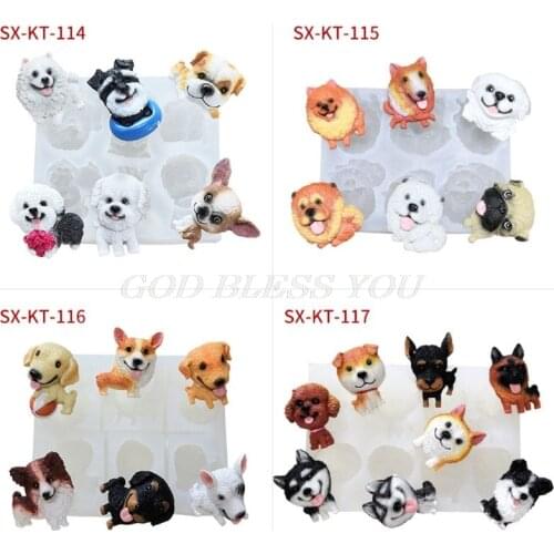 Cute Dog Corgi French Bulldog Silicone Mold for Fondant Chocolate Candy Gum Paste Polymer Clay Resin Casting Mold Crafts
