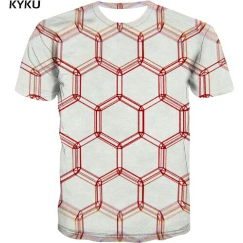 KYKU Brand Honeycomb T shirt Men Geometry Tshirt Printed Abstract Anime Clothes Yellow Tshirts Casual Short Sleeve summer Cool