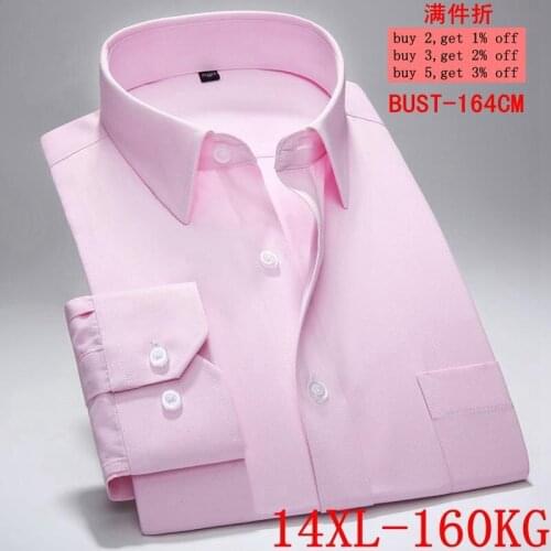Mens Large size 10XL 11XL 12XL 13XL14XL Long Sleeve Twill Lapel Business Casual Office 12 Color Wedding Shirt 6XL 7XL 8XL 9XL