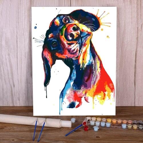 Animal Dog Dachshund Painting By Numbers Package Acrylic Paints 40*50 Picture By Numbers Photo Decorative Handiwork