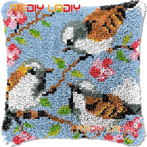 Latch Hook Cushion Three Tits DIY Needlepoint Kits Chunky Acrylic Yarn Arts Crocheting Lofty Pillow Case Hobby & Crafts