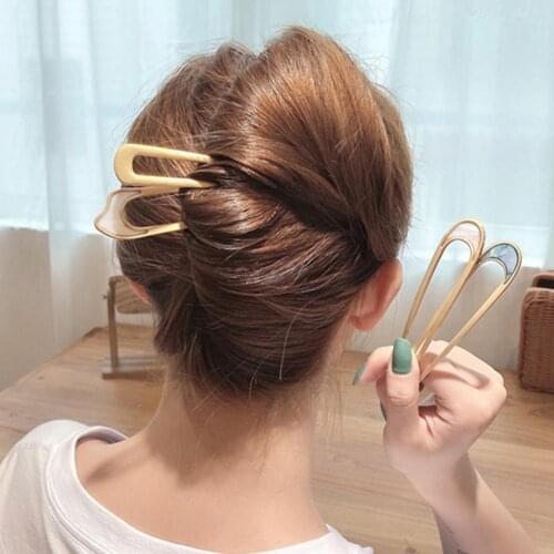 2021 New Simple Solid Color Multicolor Hair Fork U Shape Hair Jewelry Alloy Girls Hair Stick for Women Ladies Casual Daily Wear