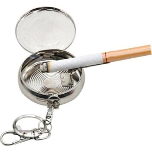Portable Pocket Ashtray/Vehicle Cigarette Ashtray Mini Stainless Steel Ashtray with Key Chain and Cigarette Snuffer Dropshipping