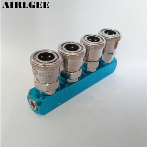 Pneumatic Connector 4 Positions Inline Air Splitter Quick Coupler Socket Hose Manifold Block Free shipping