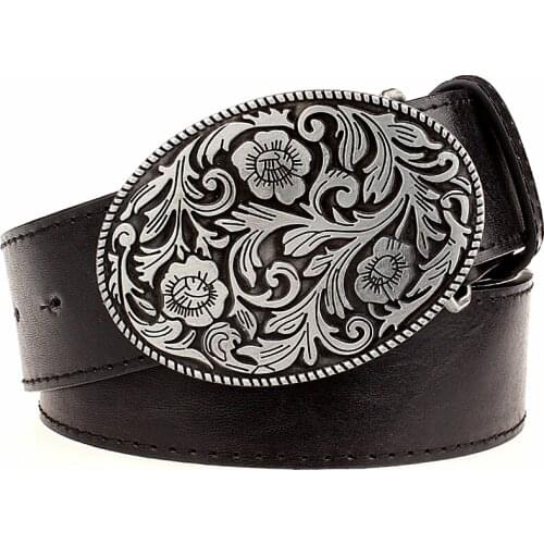 Fashion belt men Retro Tang dynasty flower design belt arabesque pattern golden flower Fashion element popular girdle women gift