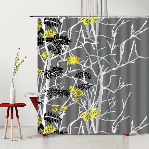 Forest Print Shower Curtains Branch Leaf Waterproof Plyester Fabric Bathroom Curtains Machine Washable Home Decor Accessories