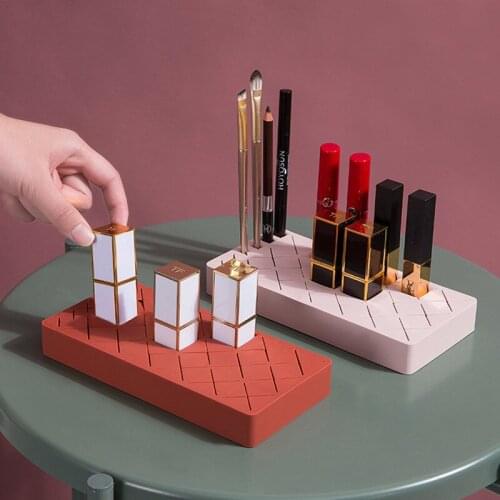 Silicone Lip Gloss Lipstick Storage Box Eyebrow Pencil Cosmetic Desktop Organizer Makeup Brush Holder Makeup Storage Container