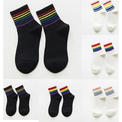 Sport Women Harajuku Funny Art Socks Winter New Unisex Rainbow Striped Cotton Socks Fashion Warm Girls Socks 2021 Носки Женские