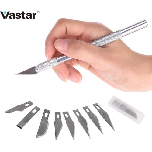Vastar 9 Blades Craft Artwork Cutting Knife DIY Carving Knife Stencil Scoring Hobby Chiseling Model Repairing Sculpture Knife