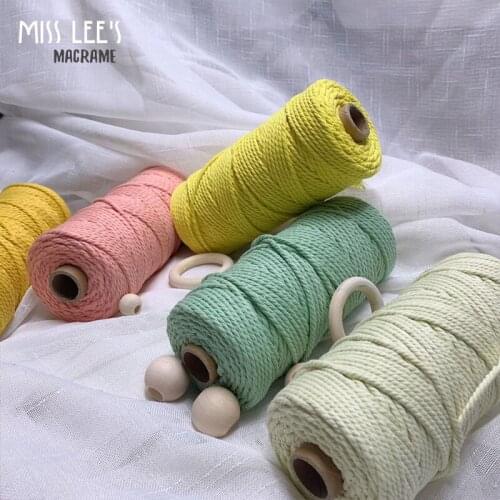 High Quality 100% pure cotton Yarns 3mm Weaving Wall hanging Macrame bags 3 PLY Macrame Cords 100M