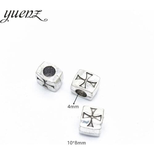 YuenZ 10pcs Antique Silver Color big hole cross Beads Spacers Beads Fit European Charm Jewelry Accessories DIY Findings R95