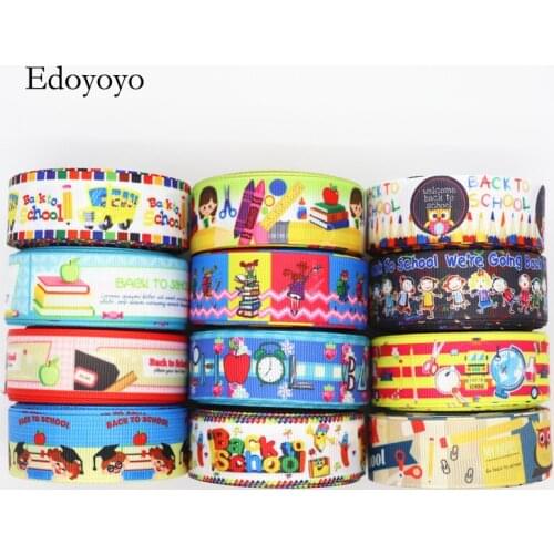 10 Yards 7/8'' (22MM) Back To School Printed Grosgrain Ribbons For Hair Bows/ Gift Packaging DIY Handmade Materials Y19071602