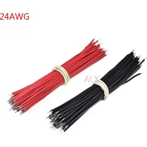 100PCS 24AWG 100MM LONG Tin-Plated Breadboard Jumper Cable Flexible Two Ends PVC Electronic conductor Wire FOR PCB