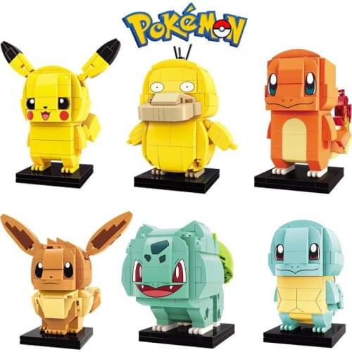 2021TOMY Anime Pokemon Pikachu Charizard Venusaur Gyarados Blastoise DIYBuilding Blocks Model Sets Bricks Toys For Children Gift