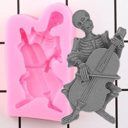 3D Skeleton Skull Silicone Molds Cello DIY Fondant Cake Decorating Tools Polymer Clay Soap Mold Candy Chocolate Gumpaste Moulds