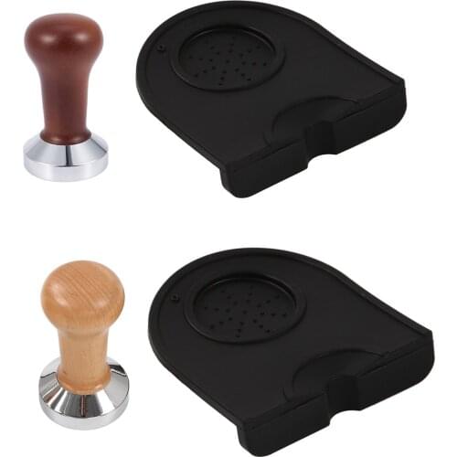 51MM Steel Base Wooden Handle Tamper-Resistant Coffee Powder Hammer Coffee Accessories with 350Ml Pull Cup