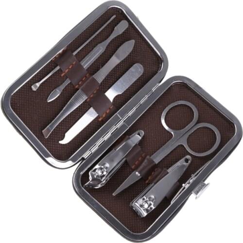 7pcs Men Women Stainless Steel Manicure Pedicure Nail Clipper Set Travel Grooming