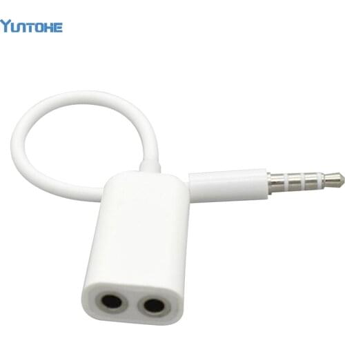 White 3.5mm Audio Splitter Cable 1 to 2 Audio Splitter Line for iPhone For iPad LG Samsung Galaxy Note Phone HTC 500pcs/lot