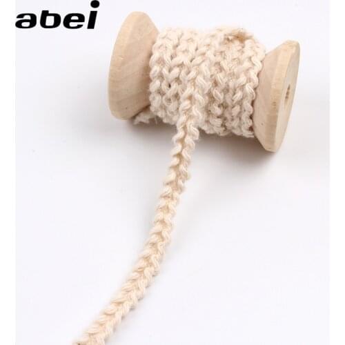 5mm 10yards Beige Cotton Lace Ribbon DIY COTTON Material Sewing Clothes Home textile Edge Wrapping Embellishment Cotton Tape