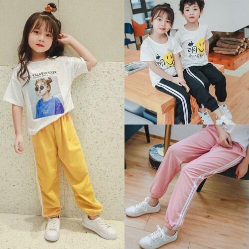 Childrens Spring and Autumn Trousers Thin Linen Silk Boy Girl Bloomers Trousers Casual Baby Pants Childrens Sports Pants 3-8 T