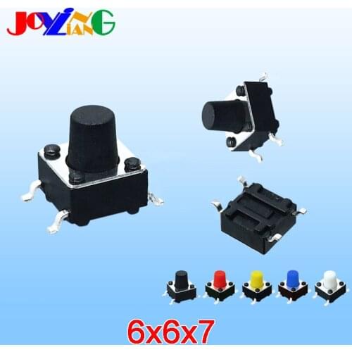 6x6x7mm Colorful Switch Patch 4 Pins Micro key Switch 7mm Press Button Copper Feet 10PCS/Lot