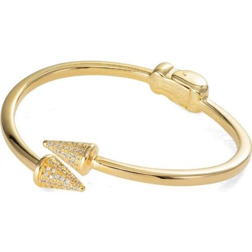 CZ Crystal Charms 925 Solid Sterling Silver Bracelets Bangles For Women Statement Fashion Jewelry Gold/Silver Color Box