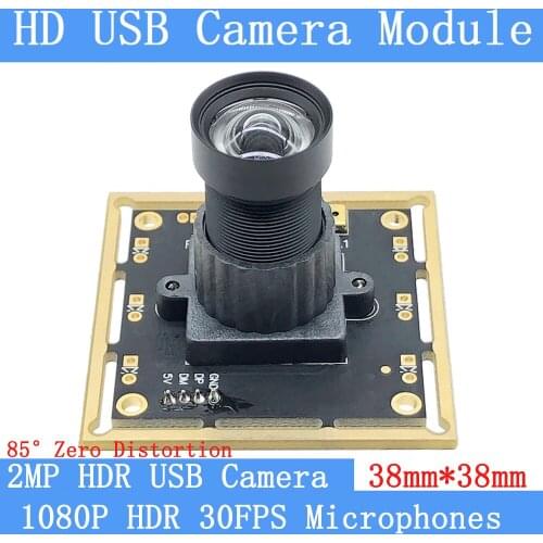 2MP WDR HDR Zero Distortion OTG UVC Webcam 30FPS USB Camera Module Full HD 1080P Linux Android Surveillance Camera Support Audio