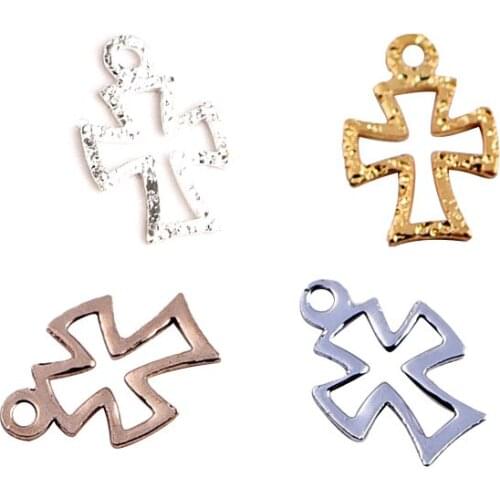 Fashion charm 6x9mm hollow single-sided frosted mini cross pendant suitable for DIY handmade jewelry making accessories