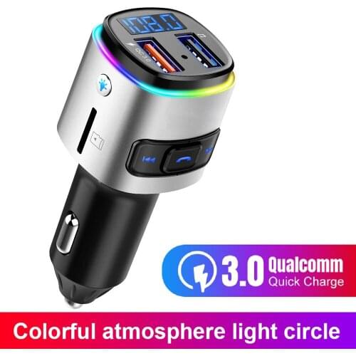 Bluetooth FM Transmitter Modulator QC3.0 Fast Charger APE Lossless Music Handsfree Car Kit Support TF Card U-disk SiRi Voice