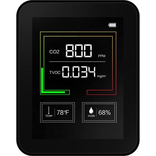 Air Quality Monitor 2.5in Screen Desktop Lcd Digital Air Quality Meters Intelligent Sensor For Co2/ Humidity/Temperature Tester