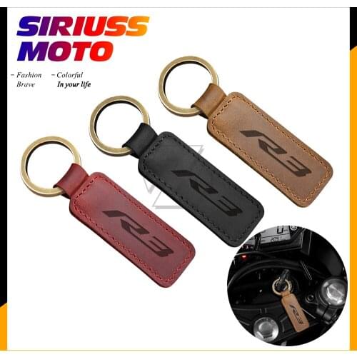 Motorcycle Cowhide Keychain Key Ring Case for Yamaha YZF-R3 R3 Models