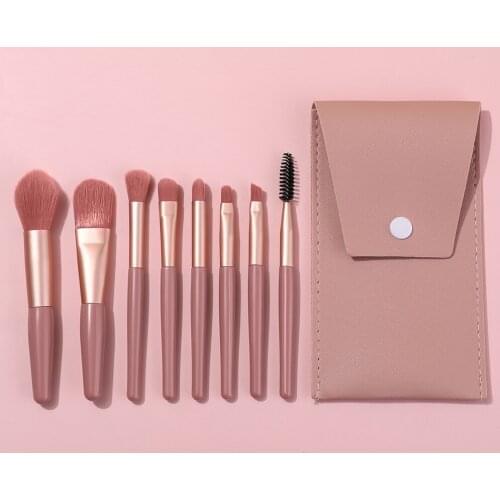 Mini makeup brush set portable makeup beginner soft hair beauty tool bristles material fiber plastic brush handle