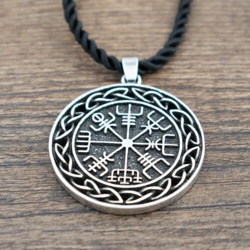 1pcs new fashion arrival antique silver plated Icelandic Vegvisir A Protection Symbol Pendant, Magical Staves Compass SanLan