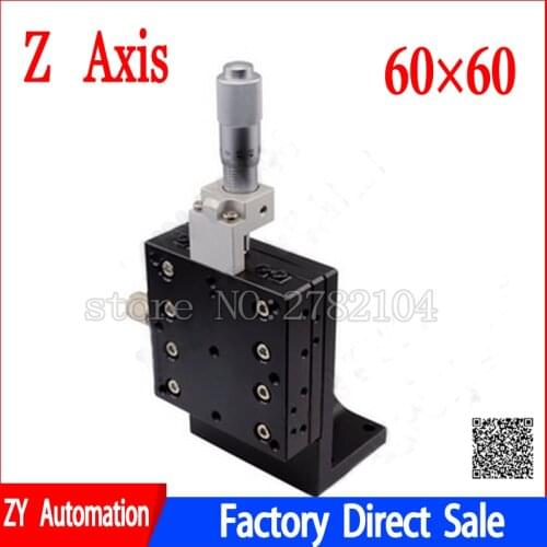 Z Axis 60*60mm 2.4" Manual Displacement Vertical lift fine tuning platform Cross Roller Guide Linear Stage Sliding Table LV60