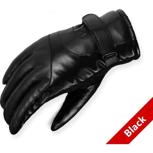 2020 Hot Sale Men sheepskin gloves PU leather glove for men winter Outdoor warm fur thickening thermal patchwork Non-slip gloves