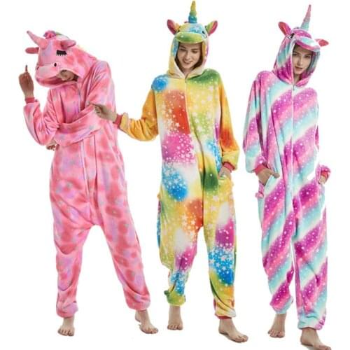 Adult Unisex Pajamas Unicornio Animal Kugurumi Pyjamas women Onesies Cosplay Winter Flannel Pijama stitch entero mujer Sleepwear