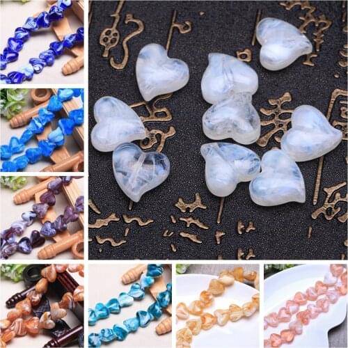 18x15mm Crooked Heart Shape Lampwork Glass Loose Beads For DIY Crafts Jewelry Making Findings